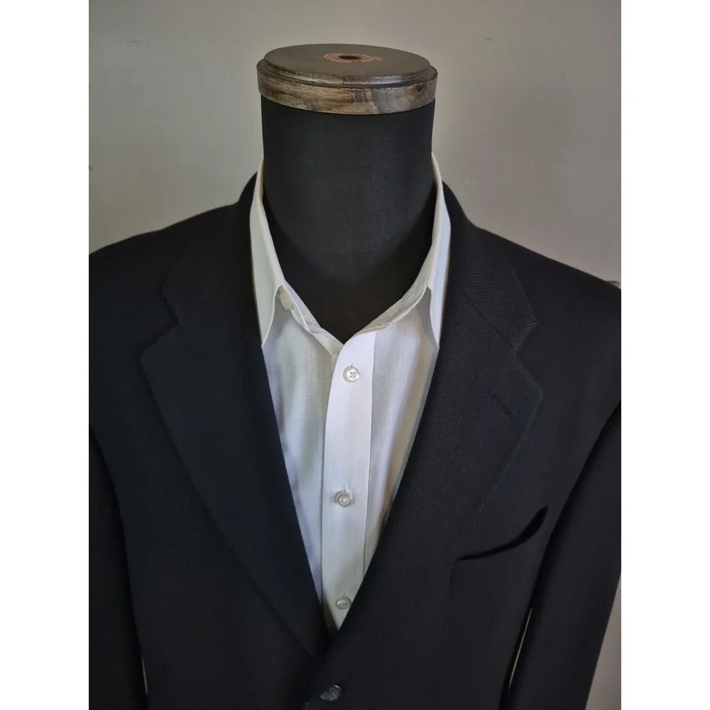 Lauren Ralph Lauren Mens Wool Sports Coat 44L Black 3 Button Blazer